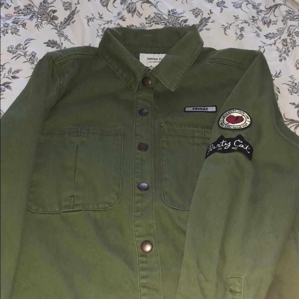 green jean jacket